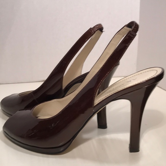 Anne Klein Brown Patent Leather OpenToe SlingBack - Picture 4 of 7